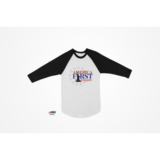 AMERICA FIRST Baseball Sleeve T-Shirt