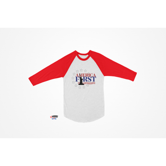 AMERICA FIRST Baseball Sleeve T-Shirt AMERICA FIRST Baseball Sleeve T-Shirt