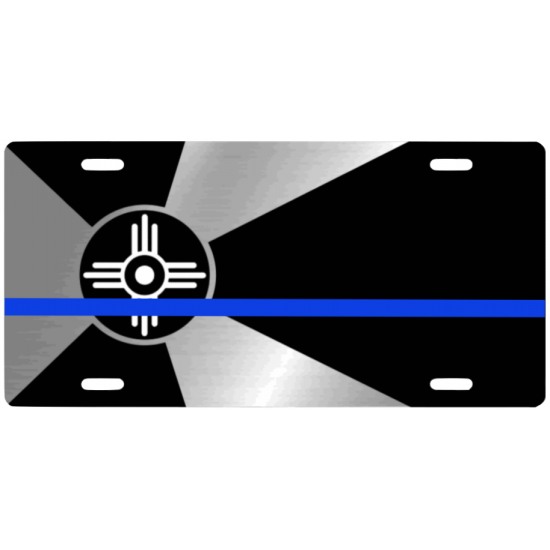 Auto License Tag Wichita City Flag with Blue Line