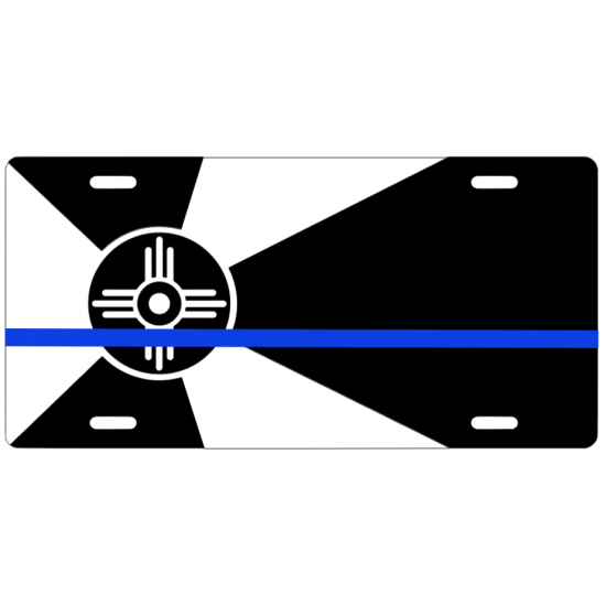 Auto License Tag Wichita City Flag with Blue Line