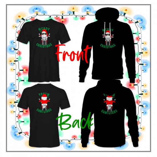 Santa Biker Christmas T-Shirt or Hoodie